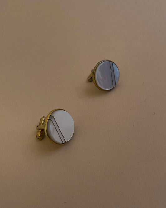 Vintage Pearlized Round Cufflinks